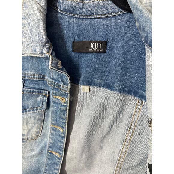 Kut from the Kloth Amelia Jean Jacket Small Womens Distressed Classic Trucker - Picture 4 of 5